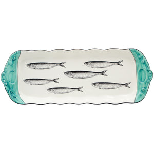 Portuguese Ceramic Serving Platter with Sardine Design