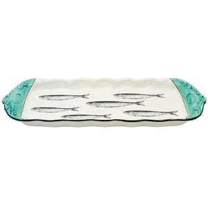 Portuguese Ceramic Serving Platter with Sardine Design