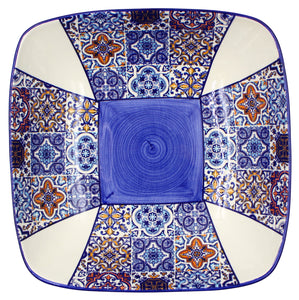 Portuguese Azulejo Ceramic Serving Bowl - Multicolor Tile Pattern