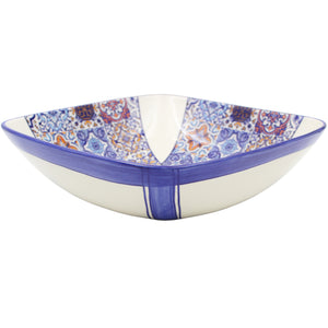 Portuguese Azulejo Ceramic Serving Bowl - Multicolor Tile Pattern