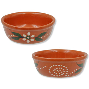 Hand-Painted Terracotta Small Dessert Bowls – Set of 4