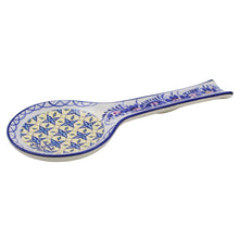 Load image into Gallery viewer, Traditional Tile Azulejo Yellow &amp; Blue Ceramic Spoon Rest Utensil Holder, Tomar
