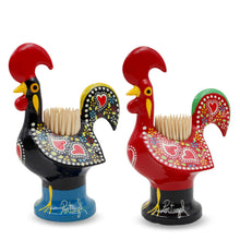 Load image into Gallery viewer, Traditional Hand-Painted Portuguese Good Luck Rooster Metal Toothpick Holder, 5&quot;
