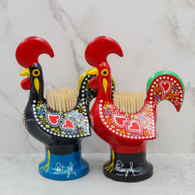 Load image into Gallery viewer, Traditional Hand-Painted Portuguese Good Luck Rooster Metal Toothpick Holder, 5&quot;
