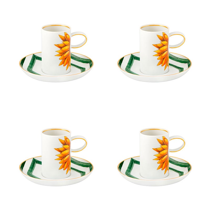 Vista Alegre Amazonia Coffee Cup and Saucer, Set of 4