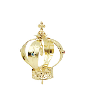 Our Lady of Fatima Gold Tone Metal Filigree Crown with Gem Accents for Religious Statues