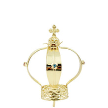 Load image into Gallery viewer, Our Lady of Fatima Gold Tone Metal Filigree Crown with Gem Accents for Religious Statues
