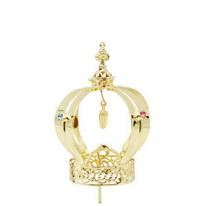 Our Lady of Fatima Gold Tone Metal Filigree Crown with Gem Accents for Religious Statues