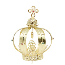 Load image into Gallery viewer, Our Lady of Fatima Gold Tone Metal Filigree Crown with Gem Accents for Religious Statues
