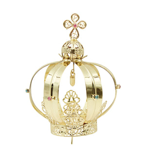 Our Lady of Fatima Gold Tone Metal Filigree Crown with Gem Accents for Religious Statues