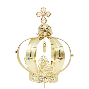 Our Lady of Fatima Gold Tone Metal Filigree Crown with Gem Accents for Religious Statues