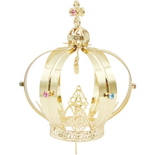 Load image into Gallery viewer, Our Lady of Fatima Gold Tone Metal Filigree Crown with Gem Accents for Religious Statues
