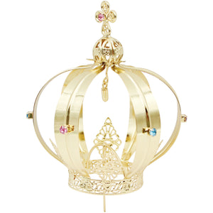 Our Lady of Fatima Gold Tone Metal Filigree Crown with Gem Accents for Religious Statues