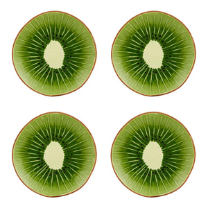 Bordallo Pinheiro Tropical Fruits Kiwi Dessert Plate, Set of 4