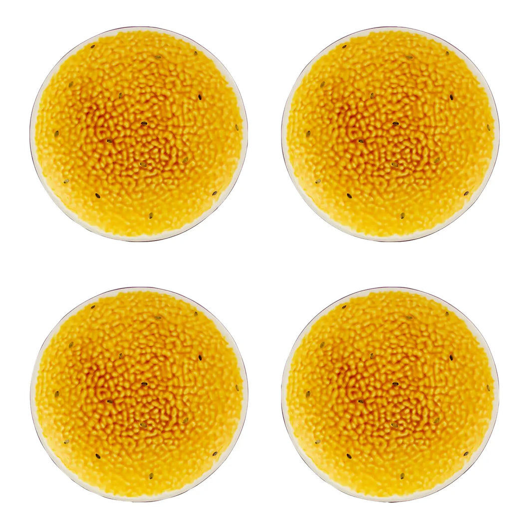 Bordallo Pinheiro Tropical Fruits Passion Fruit Dessert Plate, Set of 4