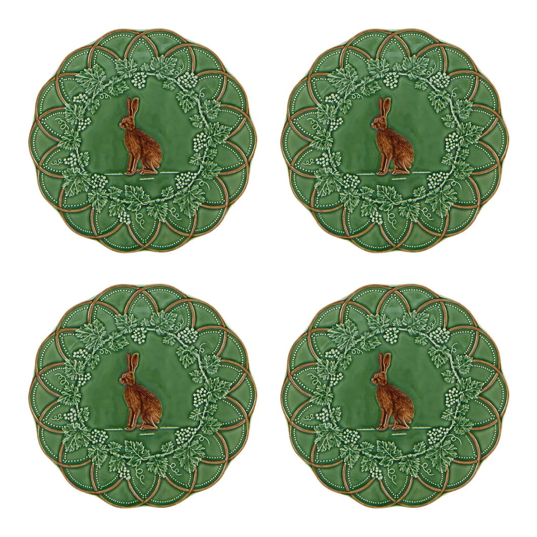 Bordallo Pinheiro Woods Hare Snack Plate, Set of 4