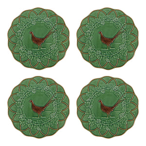 Bordallo Pinheiro Woods Pheasant Snack Plate, Set of 4