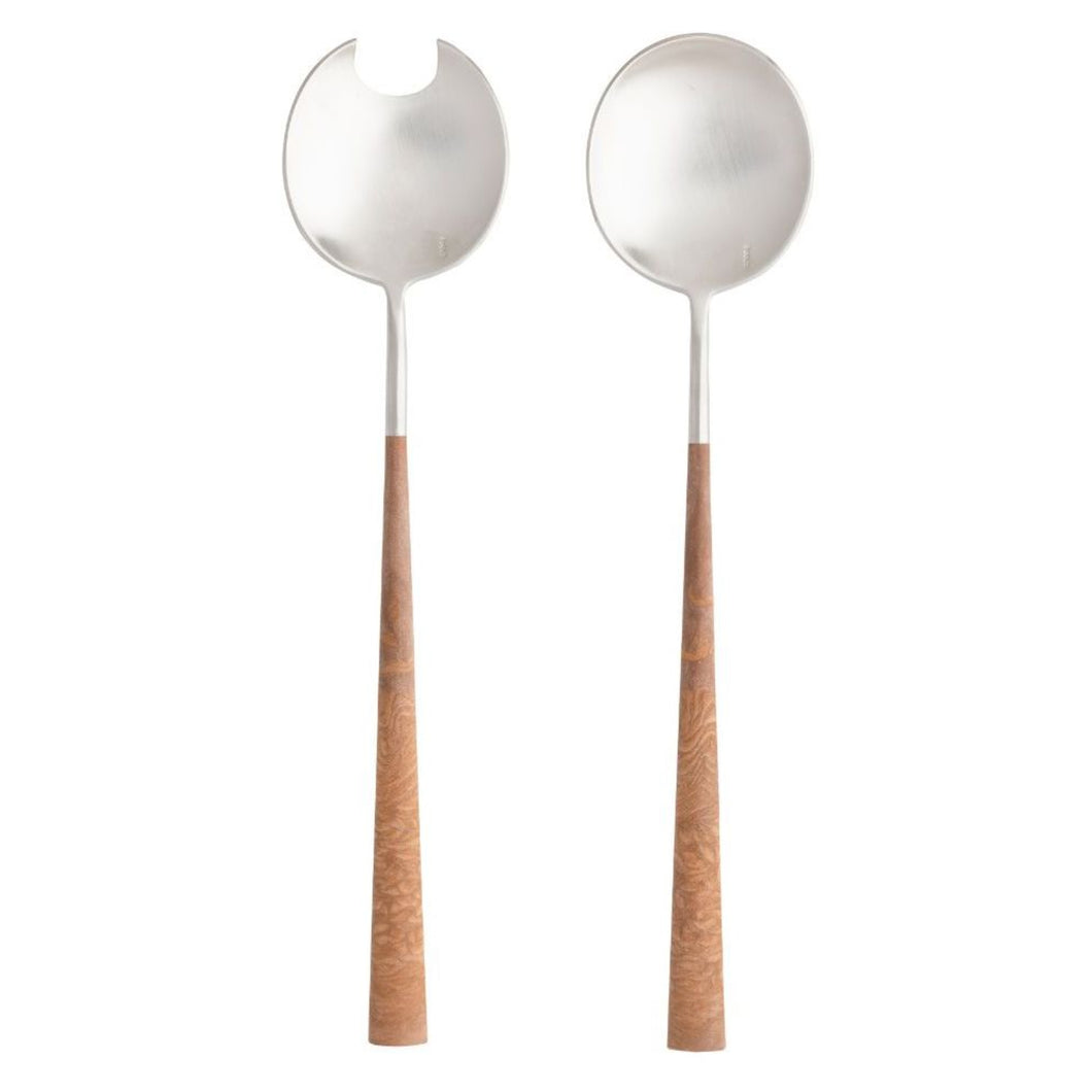 Costa Nova Mito Wood Flatware Salad Serving Set