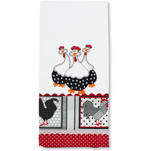 Load image into Gallery viewer, 100% Cotton Decorative Kitchen Dish Towel with Border - Made in Portugal - Chickens
