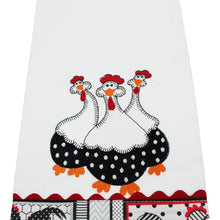 Load image into Gallery viewer, 100% Cotton Decorative Kitchen Dish Towel with Border - Made in Portugal - Chickens
