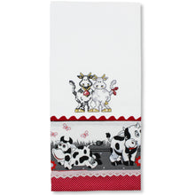 Load image into Gallery viewer, 100% Cotton Decorative Kitchen Dish Towel with Border - Made in Portugal - Cows
