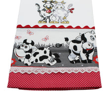 Load image into Gallery viewer, 100% Cotton Decorative Kitchen Dish Towel with Border - Made in Portugal - Cows
