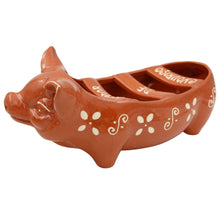 Load image into Gallery viewer, Traditional Portuguese Clay Terracotta Hand-Painted Happy Pig Sausage Roaster
