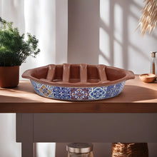 Load image into Gallery viewer, Traditional Mutlicolor Tile Azulejo Terracotta Sausage Roaster
