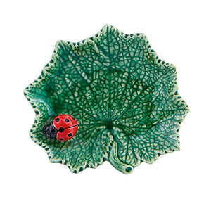 Bordallo Pinheiro Countryside Leaves Ragwort Leaf with Ladybug