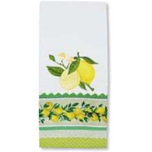 Load image into Gallery viewer, 100% Cotton Decorative Kitchen Dish Towel with Border - Made in Portugal - Lemons Green
