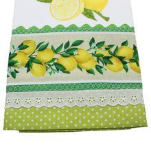 Load image into Gallery viewer, 100% Cotton Decorative Kitchen Dish Towel with Border - Made in Portugal - Lemons Green

