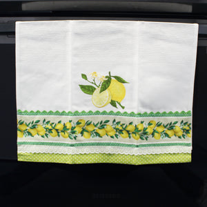 100% Cotton Decorative Kitchen Dish Towel with Border - Made in Portugal - Lemons Green