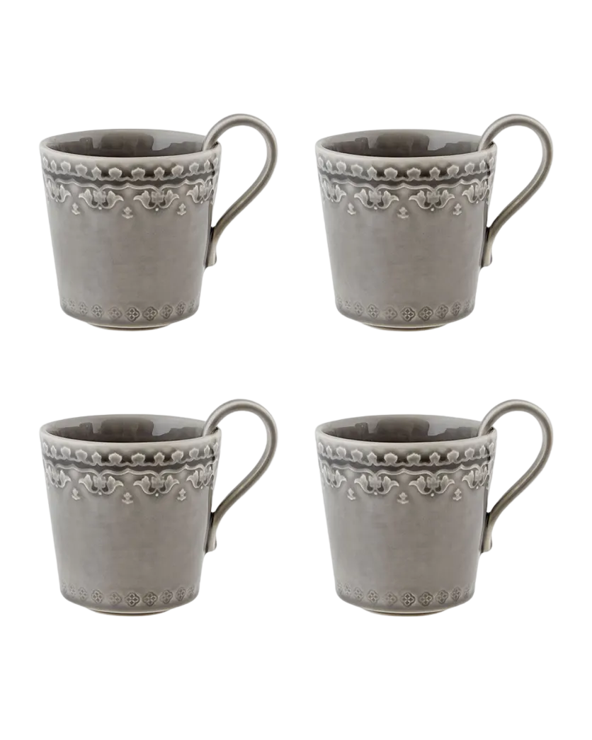 Bordallo Pinheiro Rua Nova Anthracite Mug, Set of 4