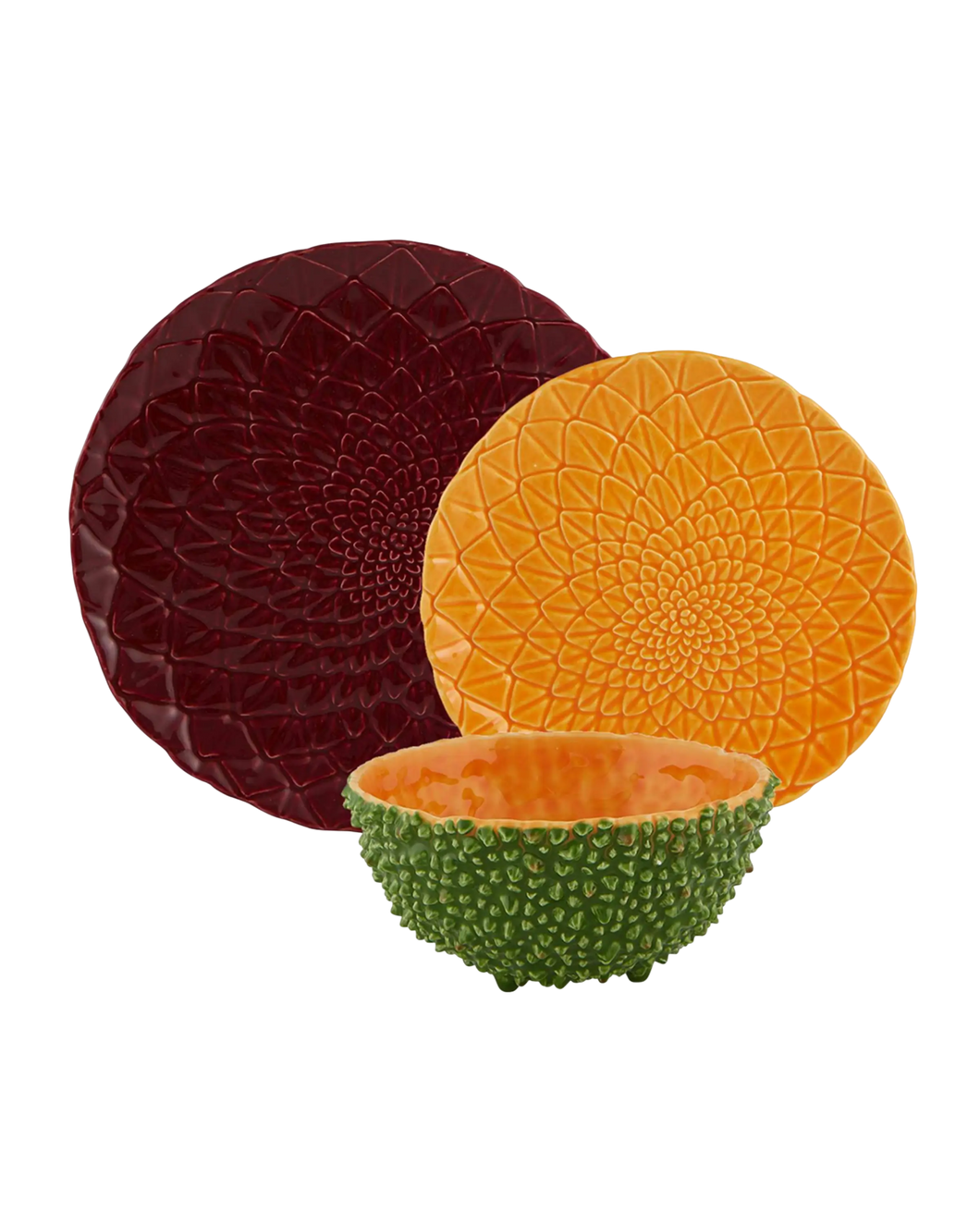 Bordallo Pinheiro Amazonia 3 Piece Dinnerware Set, Green Bowl