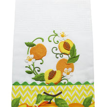 Load image into Gallery viewer, 100% Cotton Decorative Kitchen Dish Towel with Border - Made in Portugal - Peaches
