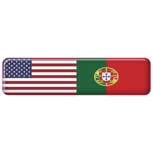 USA & Portugal Rectangular Flag Domed Stickers, Set of 3