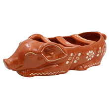 Load image into Gallery viewer, Traditional Portuguese Clay Terracotta Hand-Painted Sleeping Pig Sausage Roaster
