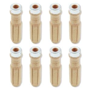 Set of 8 Wooden Foosball Handles for Portuguese Tables, Grooved