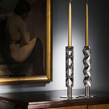 Load image into Gallery viewer, Vista Alegre Crystal Diamanti Candlestick with Metal Foot
