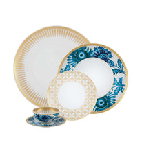 Load image into Gallery viewer, Vista Alegre Porcelain Gold Exotic 5 Piece Dinnerware Set
