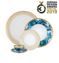 Load image into Gallery viewer, Vista Alegre Porcelain Gold Exotic 5 Piece Dinnerware Set
