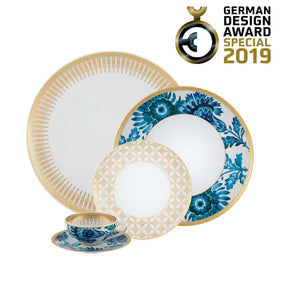 Vista Alegre Porcelain Gold Exotic 5 Piece Dinnerware Set
