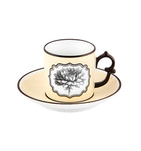 Load image into Gallery viewer, Vista Alegre Herbariae Yellow and Green Coffee Cups and Saucers, Set of 2
