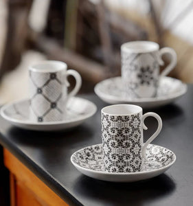 Vista Alegre Portuguese Cobblestone Coffee Cups & Saucers, Set of 4