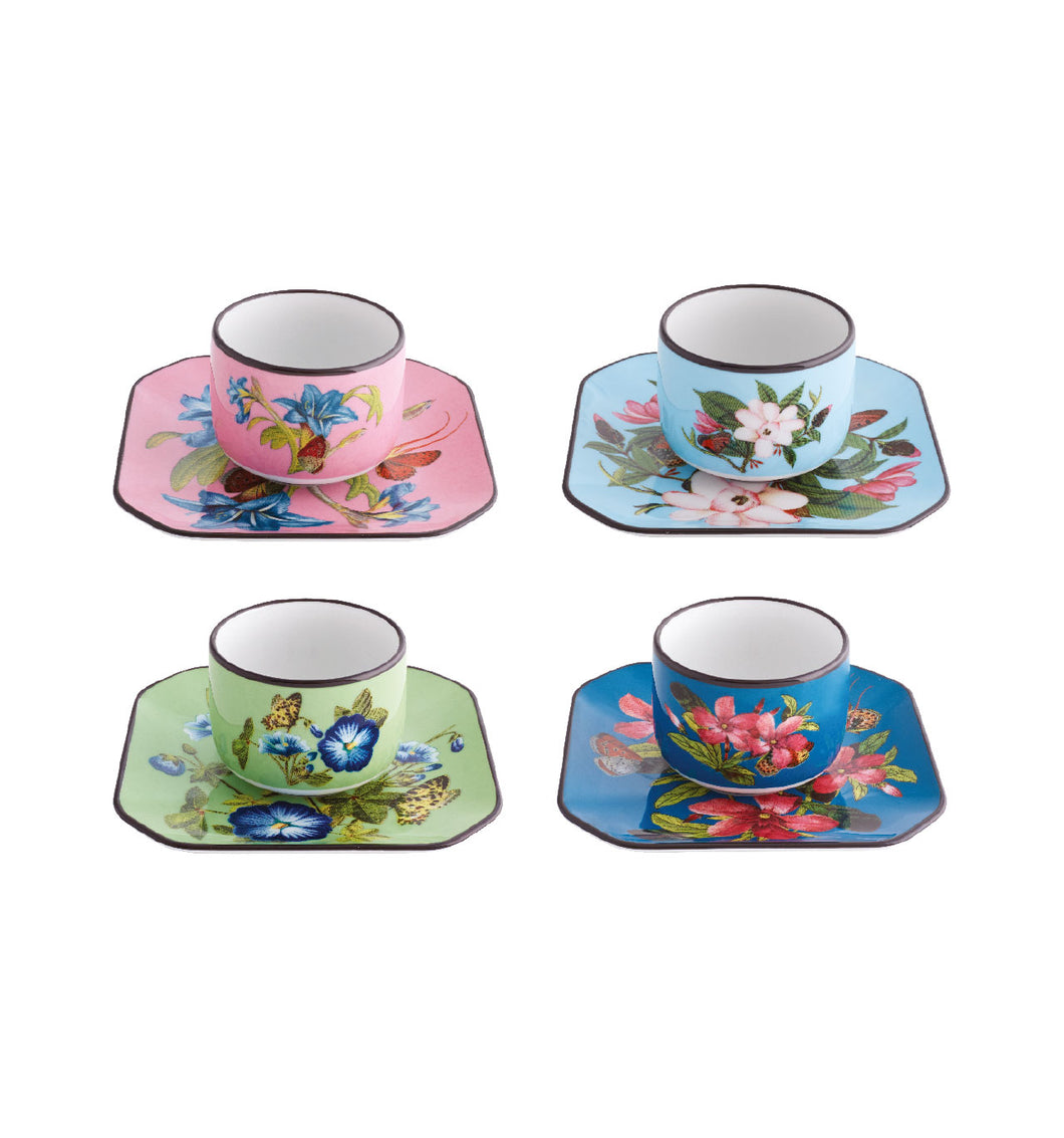 Vista Alegre Fête Vos Jeux Coffee Cups and Saucers, Set of 4