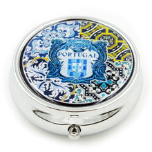 Load image into Gallery viewer, Traditional Portuguese Tile Metal Pill Case With Mirror Souvenir
