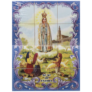 Our Lady of Fatima Apparition Portuguese Ceramic Tile Art Wall Panel Mural Decor