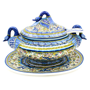 Coimbra Ceramics Hand-painted Decorative Tureen XVII Cent Recreation #1700