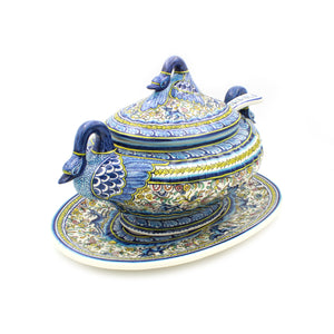Coimbra Ceramics Hand-painted Decorative Tureen XVII Cent Recreation #1700