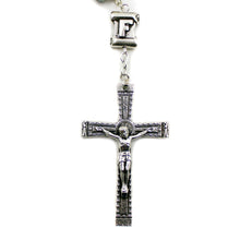 Load image into Gallery viewer, Our Lady of Fatima Grey Glass Rosary with Fatima Letters
